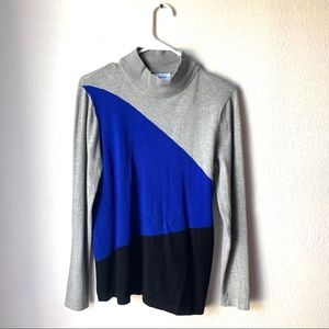 Calvin Klein Color Block Blue Gray Black Sweater